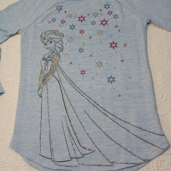 Disney Frozen Elsa Glitter Graphic Long Sleeve Girls Shirt Limited Edition Size - Picture 4 of 5